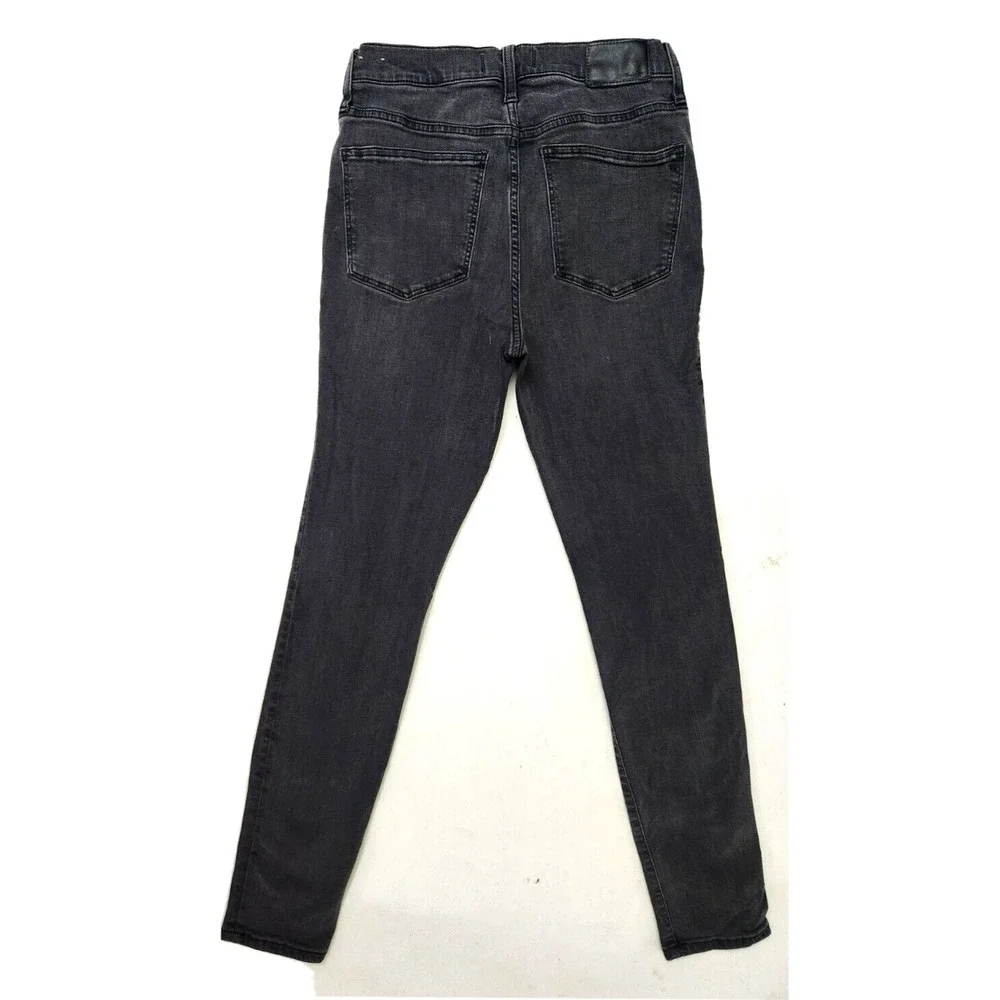 Madewell Road Tripper Skinny Jeans Women's 28 Black Faded Denim Mid Rise Stretch